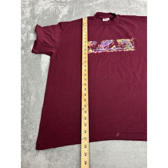 Vintage 90s Fish Nature Short Sleeve T Shirt Men's Size XL Red - Picture 10 of 11